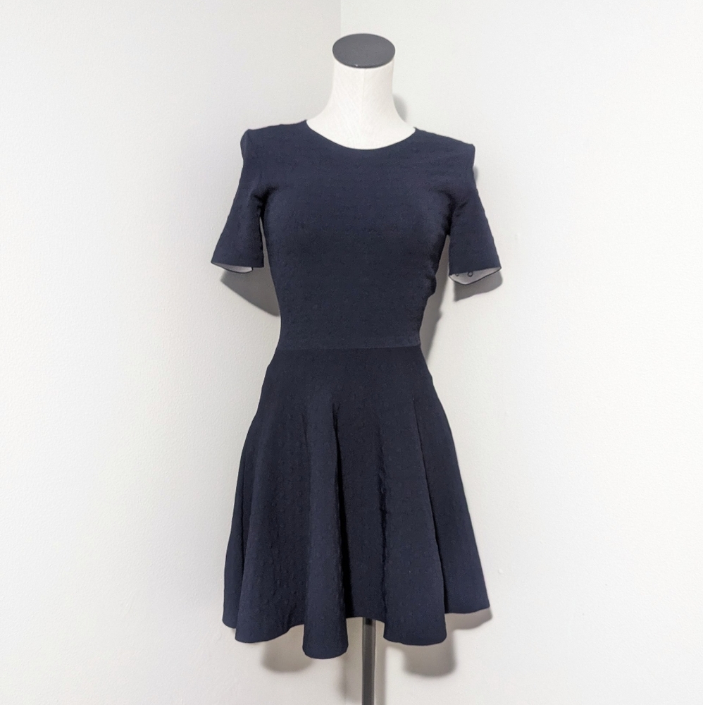 Akris Punto Italian Yarn Jacquard Polka Dot A Line Dress Size 6